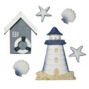 Polyresin-Streuteile: Strandhaus, 2-8 cm,  6Stück