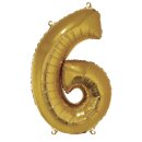 Folienballon Zahl 6, 96cm,  1 Stück, gold