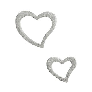 Holzstreuteile: Herzen, 1,5-4 cm, SB-Beutel 24 Stück, silber