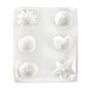 Gießform Petit Fours 4-4,5cm ø 6 Motive z.B. Herz Edelweiß Kuchen