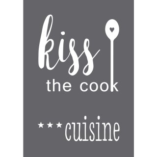 Siebdruck Schablone Kiss the cook A5, 1 Schablone+1 Rakel, SB-Btl