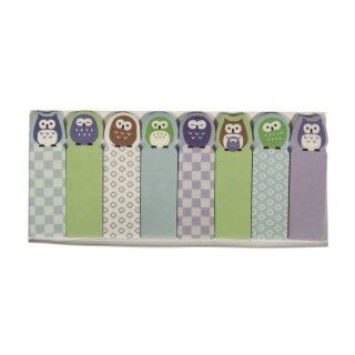 Memo-Stickers: Eulenfamilie, 5,3x1,5cm, 8Motive x15Blatt, Beutel 1Set