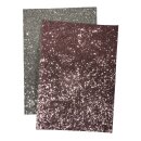 Glitzerstoff, sort.silber/rosé, 14,8x21cm, 510g/m2, SB-Btl 2Bogen