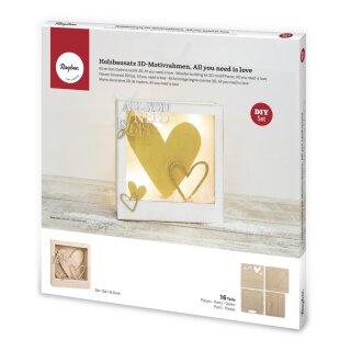 Holzbausatz 3D-Motivrahmen 24x24x6,3cm All.Love 16-tlg natur