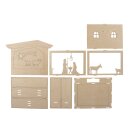 Holzbausatz.3D-Motivrahmen 24x24x6,3cm Krippe 13-tlg. 1Set natur