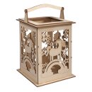 Holz Laterne Einhorn m. Griff 15,3x15,3x26,5cm 15-tlg  natur