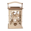 Holz Laterne Einhorn m. Griff 15,3x15,3x26,5cm 15-tlg  natur
