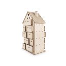 Holzbaussatz Adventskalender Haus 25,5x17,5x45,5cm 185 tlg  natur