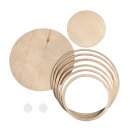 Holzplatten / Holzringe Set 8tlg.14,9cm-24,7cm + 2 Aufhänger natur