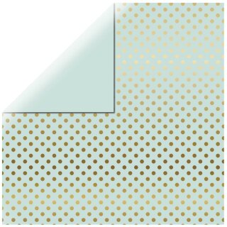 Scrapbookingpapier Gold Foil Dots, 30,5x30,5cm, 180g/m2, mintgrün