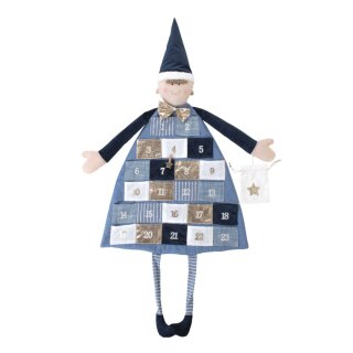 Adventskalender zum Befüllen und aufhängen Wichteljunge blau