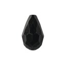 Glas Schliffperle Tropfen, 18x12mm,  1 Stück, schwarz