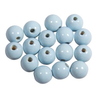 Holzperlen FSC 100%, poliert, 10mm ø, SB-Btl 52Stück, pastellblau