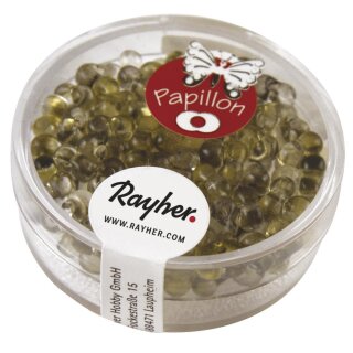 Papillon-Rocailles, 3,2x6,5 mm, Two Tone, Dose 10g, avocado