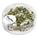 Doppelloch-Rocailles Mix verwachst, 3x5mm, Dose 12g, olive