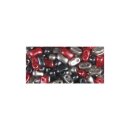 Doppelloch-Rocailles Mix verwachst, 3x5mm, Dose 12g, schw./rot