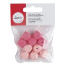Silikonperlen Hexagon, 14mm ø, SB-Btl 10Stück, rosa Töne