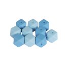 Silikonperlen Hexagon, 14mm ø, SB-Btl 10Stück, hellblau Töne