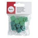 Silikonperlen Hexagon, 14mm ø, SB-Btl 10Stück, türkis Töne