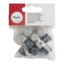 Silikonperlen Hexagon, 14mm ø, SB-Btl 10Stück, grau Töne