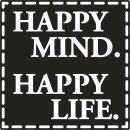 Label Happy Mind. Happy Life, 50x50mm, SB-Btl 1Stück