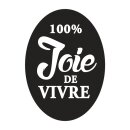 Label 100% Joie de vivre, 40x55mm, oval, SB-Btl 1Stück