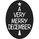 Label A very merry december, 55x40mm, oval, SB-Btl...