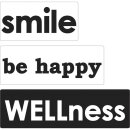 Labels smile, be happy, WELLness, 30x15mm, 40x15mm,...