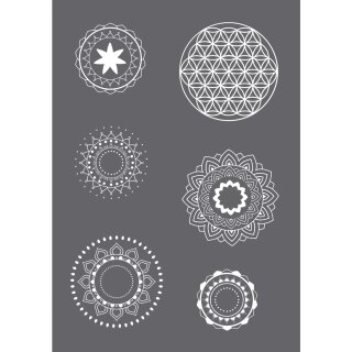 Siebdruck-Schablone Mandala A5 1 Schablone+1 Rakel