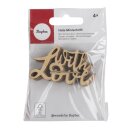 Holz-Minischrift With love 6,3x3,7x0,3cm 4 Stück natur