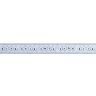 Dekoband Baby, 25mm, m. formstabiler Kante, Rolle 20m, babyblau