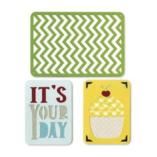 Sizzix Thinlits Die Set- Birthday 2, 7,6x10,1cm-14,9x10cm, SB-Blister 3Stück