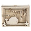 Holz 3D Geschenkbox Baby 11,5x8,5x5cm, 15 tlg. Bausatz, Box 1Set, natur