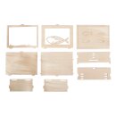 Holz 3D Geschenkbox Fisch 11,5x8,5x5cm, 13 tlg. Bausatz, Box 1Set, natur