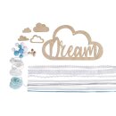 Bastelpackung: Holzhänger mit Bänder Dream, Holzhänger: 22x12,5cm, SB-Btl 1Set, hellblau