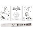 Fenster Malvorlagen Hochzeit & Liebe 3 Vorlagen + 1 Kreidemarker,1Set