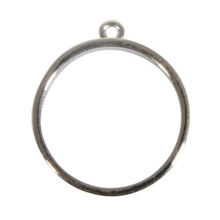 Metall- Fassung: Anhänger rund , 30mm ø, SB-Btl 1Stück, silber