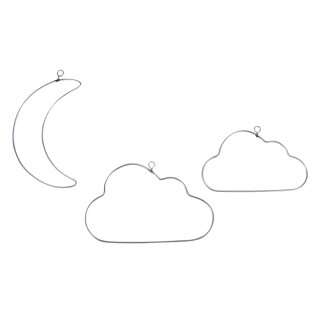 Draht Halbmond + Wolken sort. 10-12cm  3 Stück