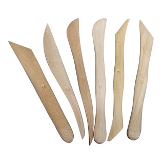 Holz Modellierwerkzeug, 12 versch. Spitzen 6 Stück, natur
