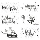 Clear Stamps - Christmas Greetings, 102,5x97mm, 7 Motive, SB-Btl. 1Bogen