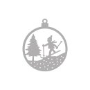 Stanzschablone Weihnachtskugel Skifahrer, 6,5cm ø, SB-Btl 1Stück