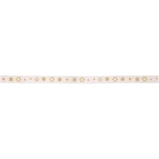 Dekoband Glitzersternchen, 10mm, Rolle 20m, weiß