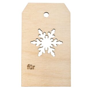 Holz Anhänger Schneeflocke, FSCMixCred, 4,8x8,2cm, natur