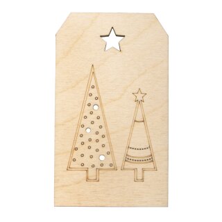 Holz-Anhänger Weihnachtsbäume,FSCMixCred, 4,8x8,2cm, natur