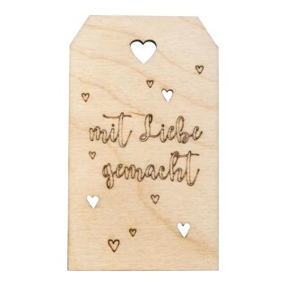 H-AnhängerMit Liebe gemacht,FSCMixCred, 4,8x8,2cm, natur
