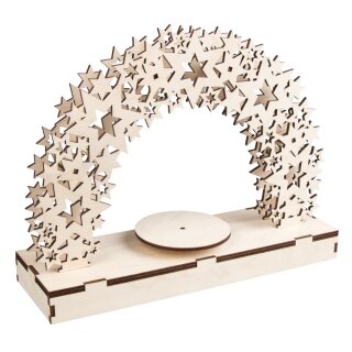 Holz 3D Bausatz Sterne FSCMixCred, 30x9x23cm, +Drehteller, Box, natur