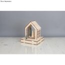 Holz 3D-Bausatz Haus FSCMixCred, 18,5x18,5x21cm, +Drehteller, Box, natur