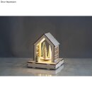 Holz 3D-Bausatz Haus FSCMixCred, 18,5x18,5x21cm, +Drehteller, Box, natur