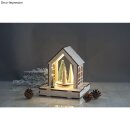 Holz 3D-Bausatz Haus FSCMixCred, 18,5x18,5x21cm, +Drehteller, Box, natur