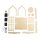 Holz 3D-Bausatz Haus FSCMixCred, 18,5x18,5x21cm, +Drehteller, Box, natur